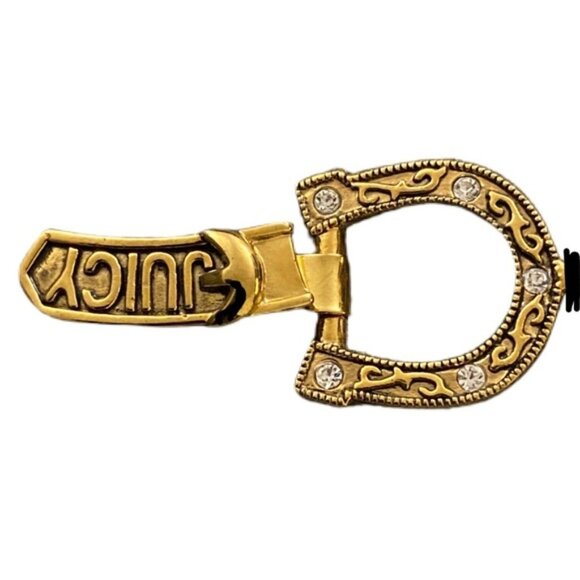 VTG Juicy Couture Womens Bracelet Lady Juicy Horseshoe Charm Gold Tone Chain 8" - Picture 4 of 9